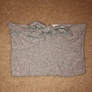 Grey bow tie tube crop top
